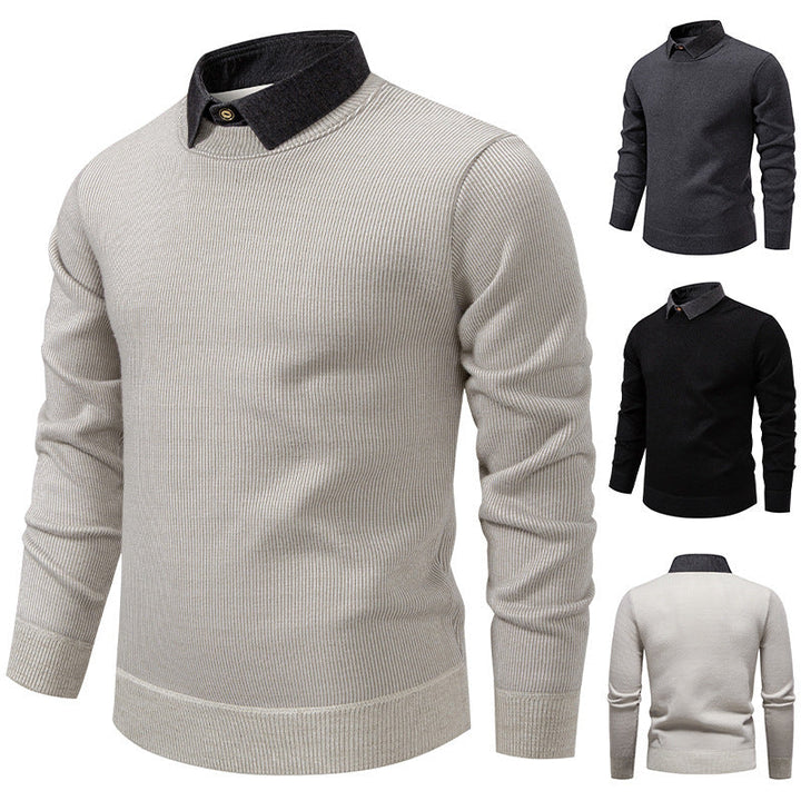 Men's Fine Knit Pullover with Modern Collar Design Lune London