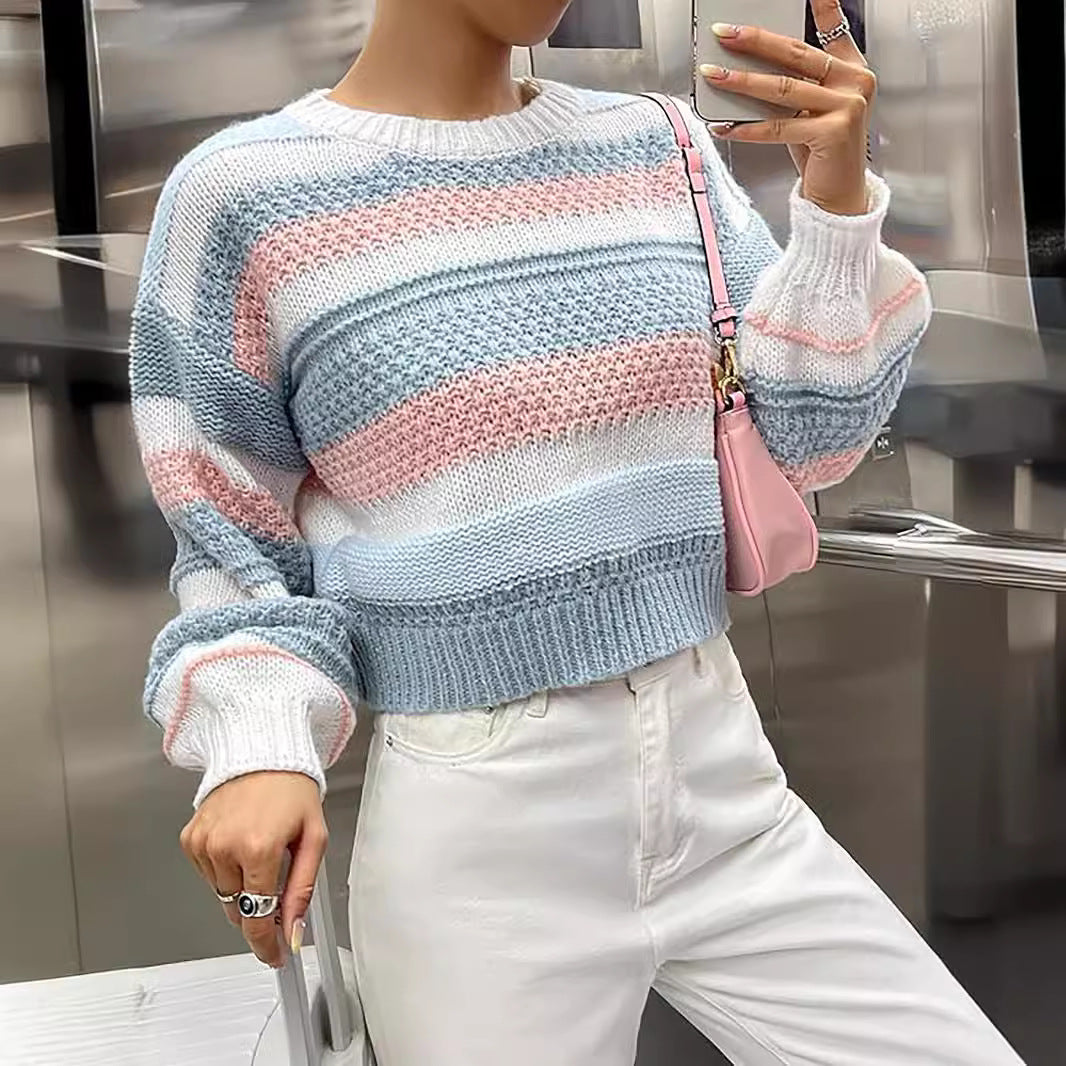 Pull féminin à la mode avec une structure de rayures unique et une coupe décontractée Chic & Stil