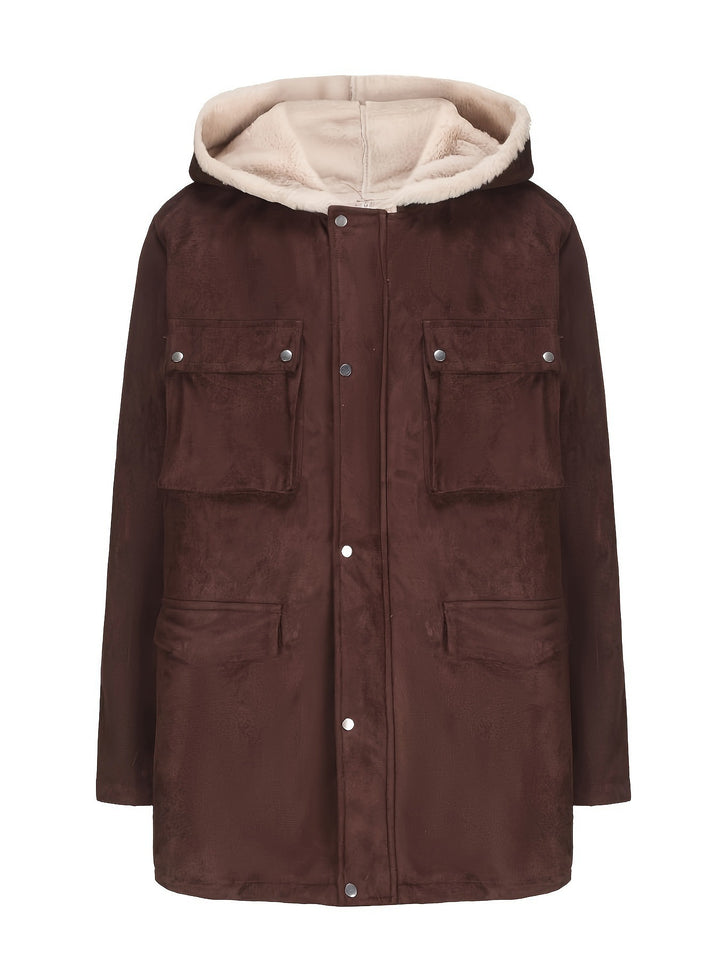 Utility jacket for women with warm teddy lining and practical zip pockets Lune London