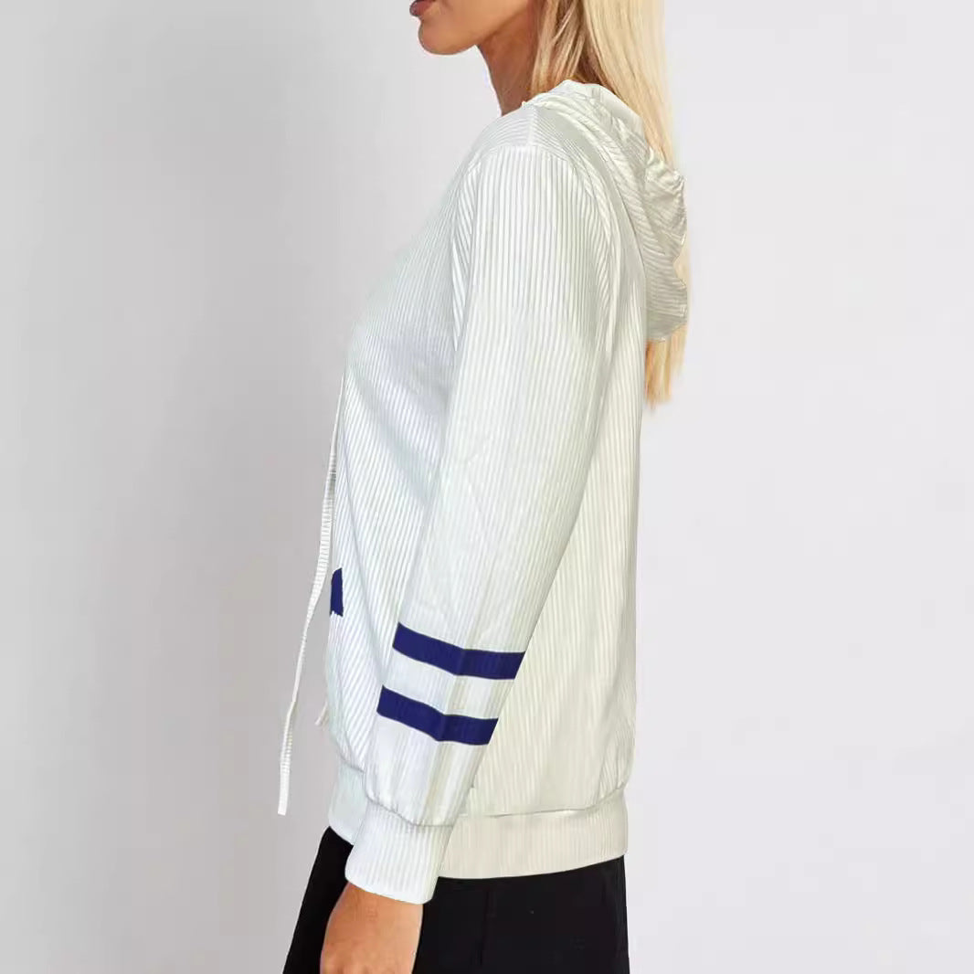 Ladies' hooded sweater with maritime pattern and structured fabric Chic and Style