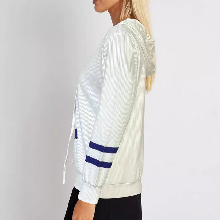 Ladies' hooded sweater with maritime pattern and structured fabric Chic and Style
