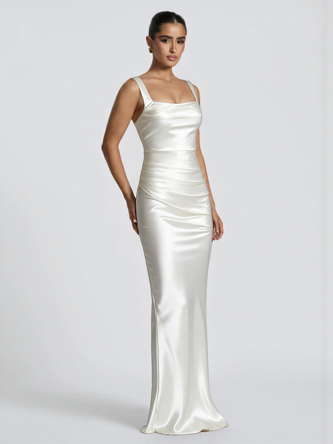 Women's Elegant Satin Maxi Dress with Figure-Flattering Design Lune London