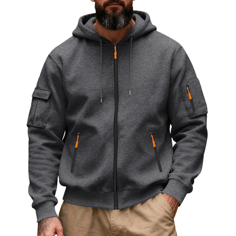 Practical hoodie for men with functional zippered pockets Lune London