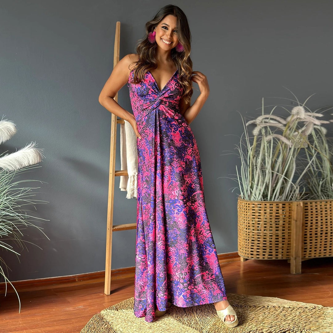 Ladies Elegant Maxi Dress Floral Print Lune London