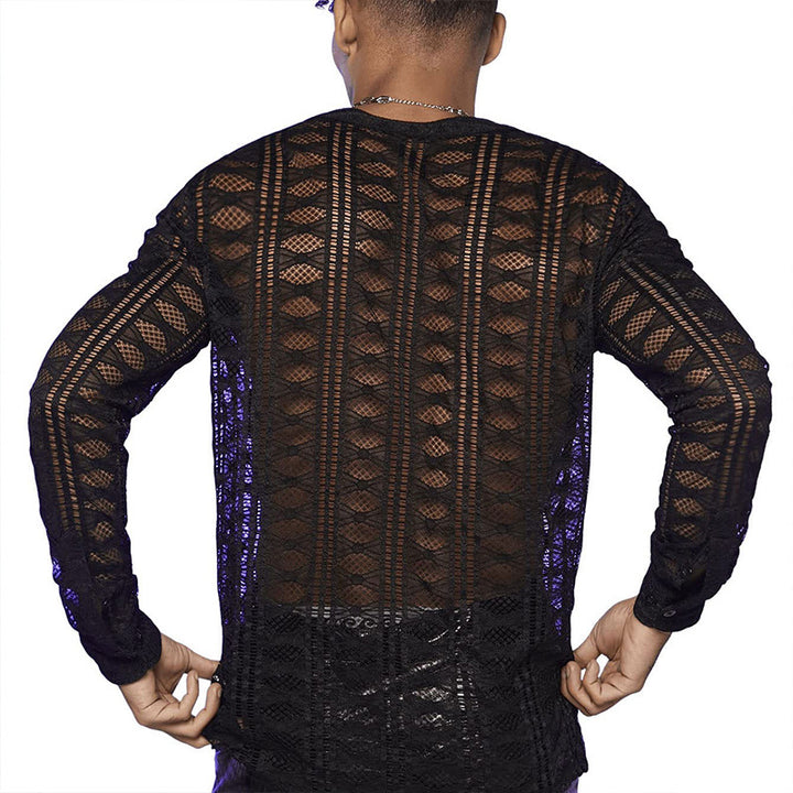 Long blouse with transparent sleeves for women in lightweight material Lune London