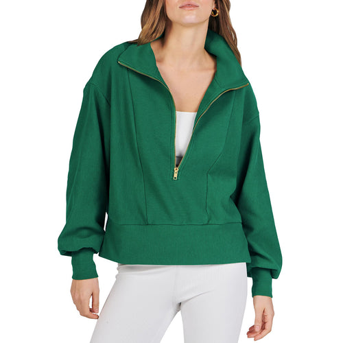 Sporty sweater for women with high collar and zipper Lune London