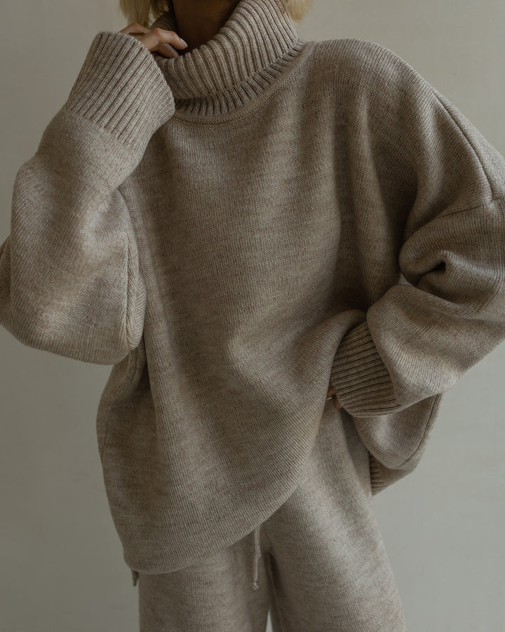 Oversized comfortable sweater for women with high collar Lune London