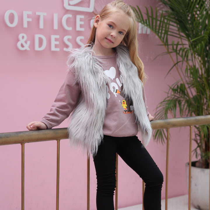 Ladies Faux Fur Soft Gilet with Stand-up Collar Lune London