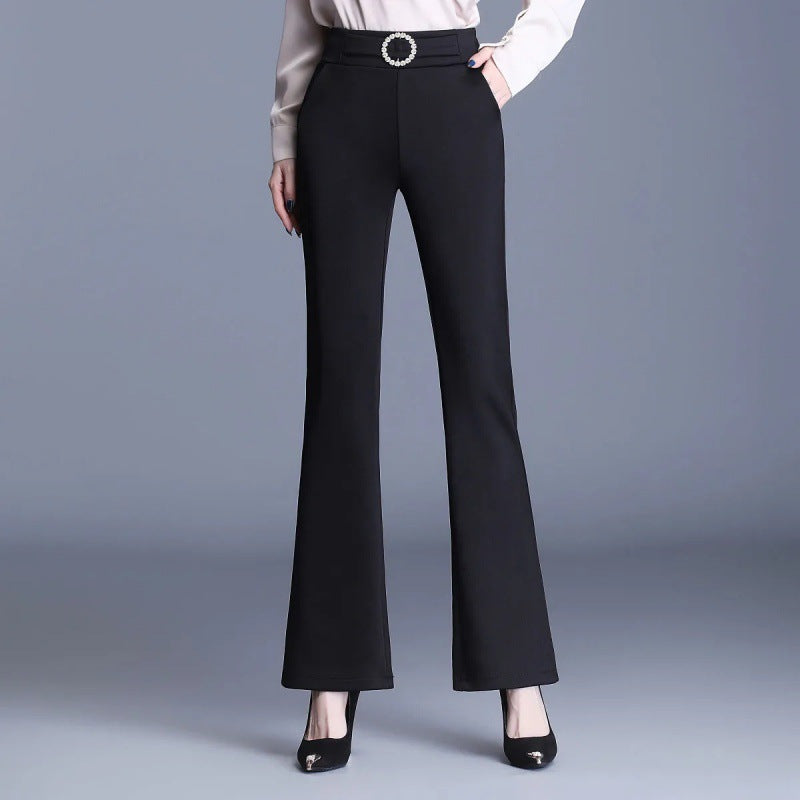 Women Elegant High-Waist Pants with Wide Leg and Decorative Belt Chic & Stil