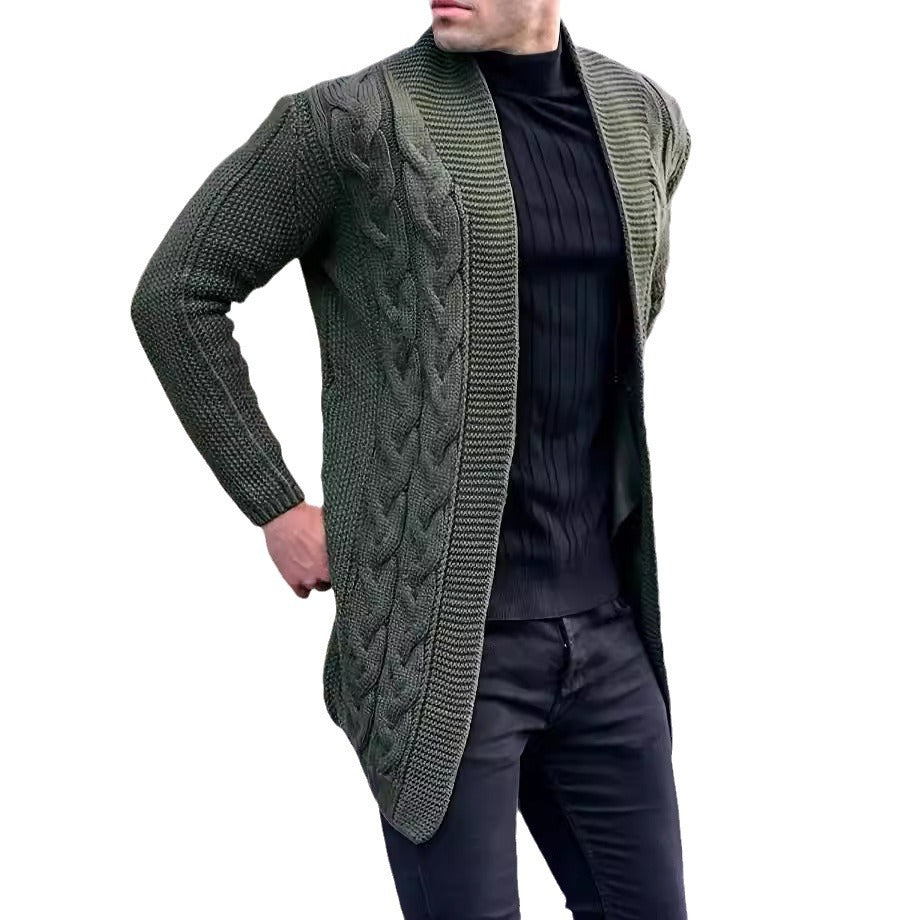 Chunky knit cardigan for men with trendy braided pattern and relaxed fit Lune London