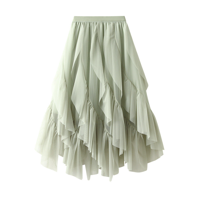Voluminous tulle skirt for women with asymmetrical hem and multi-layer design Lune London