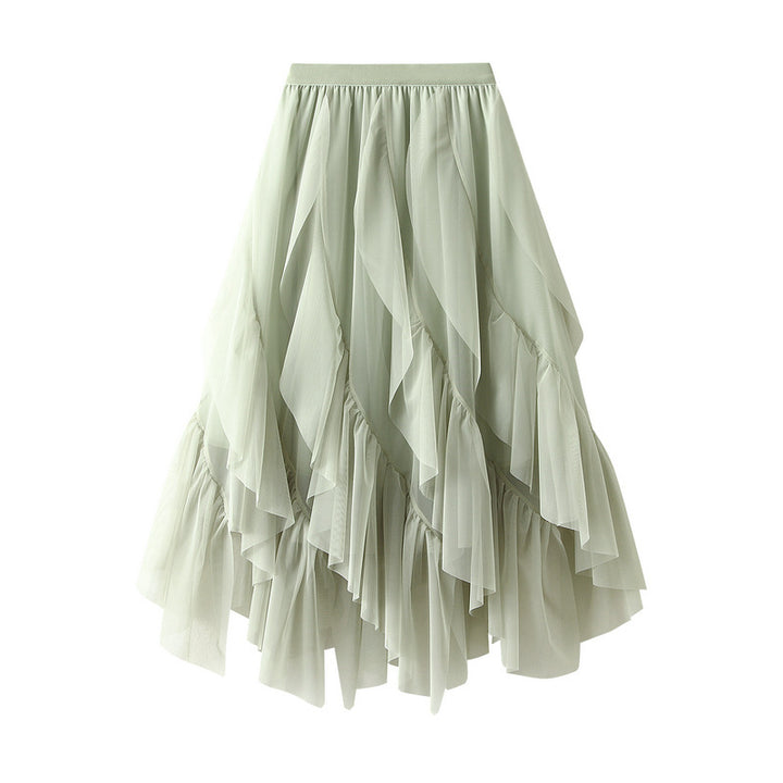 Voluminous tulle skirt for women with asymmetrical hem and multi-layer design Lune London