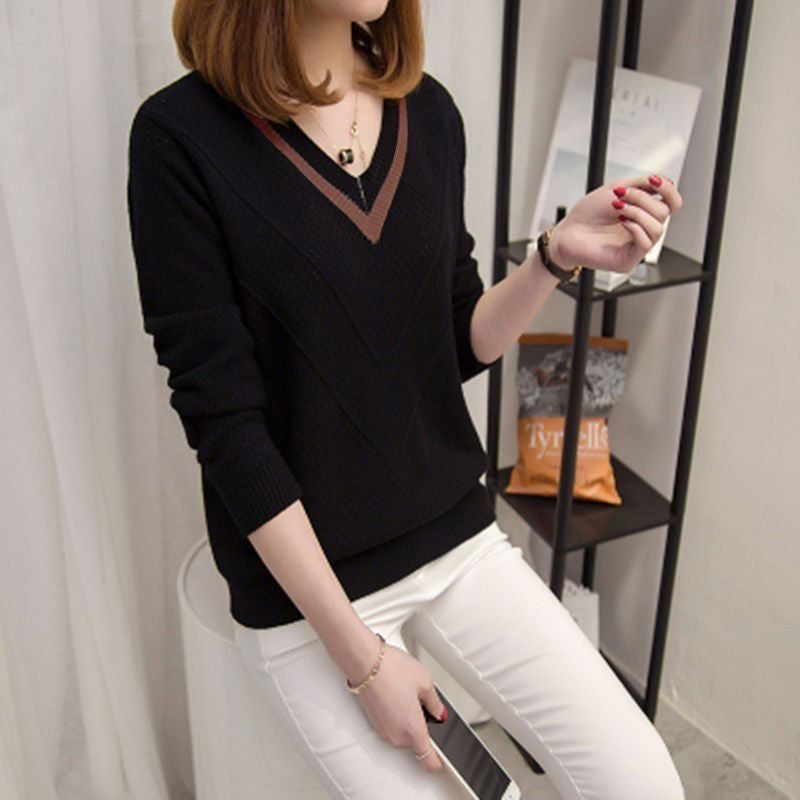 Femme pull décontracté à col en V avec motif texturé Chic & Stil