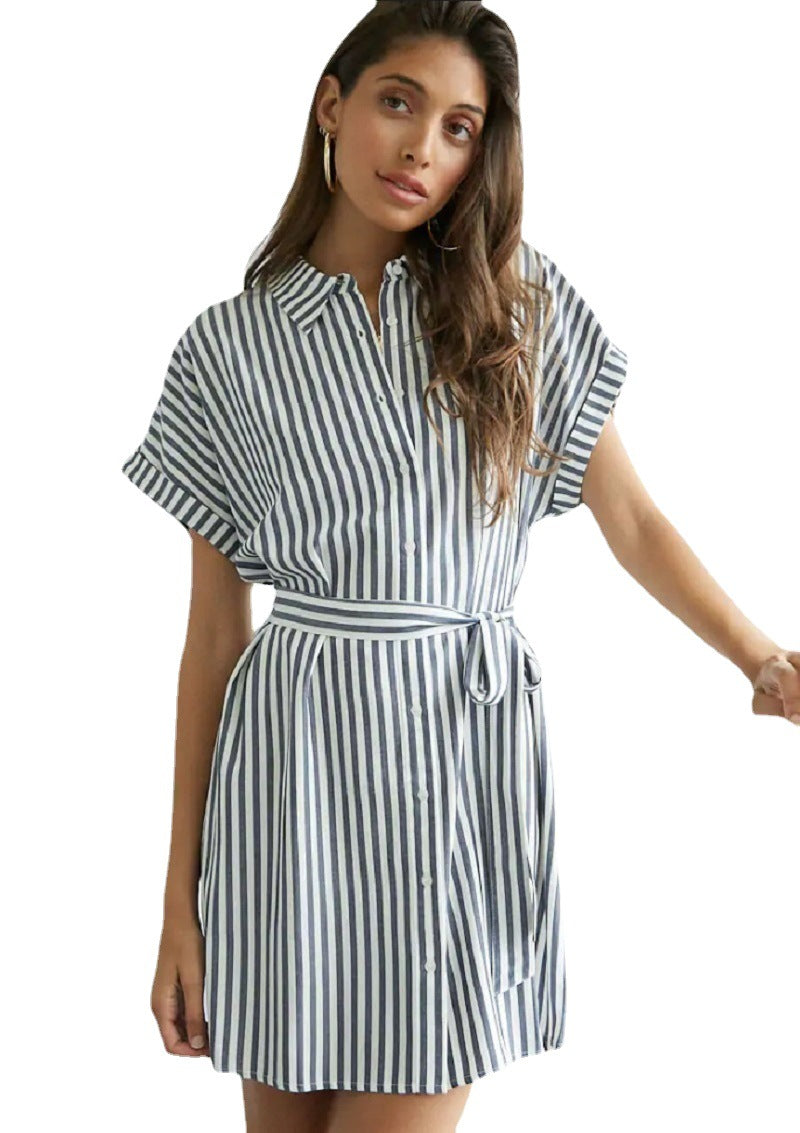 Casual striped shirt dress for women with belt at the waist Lune London