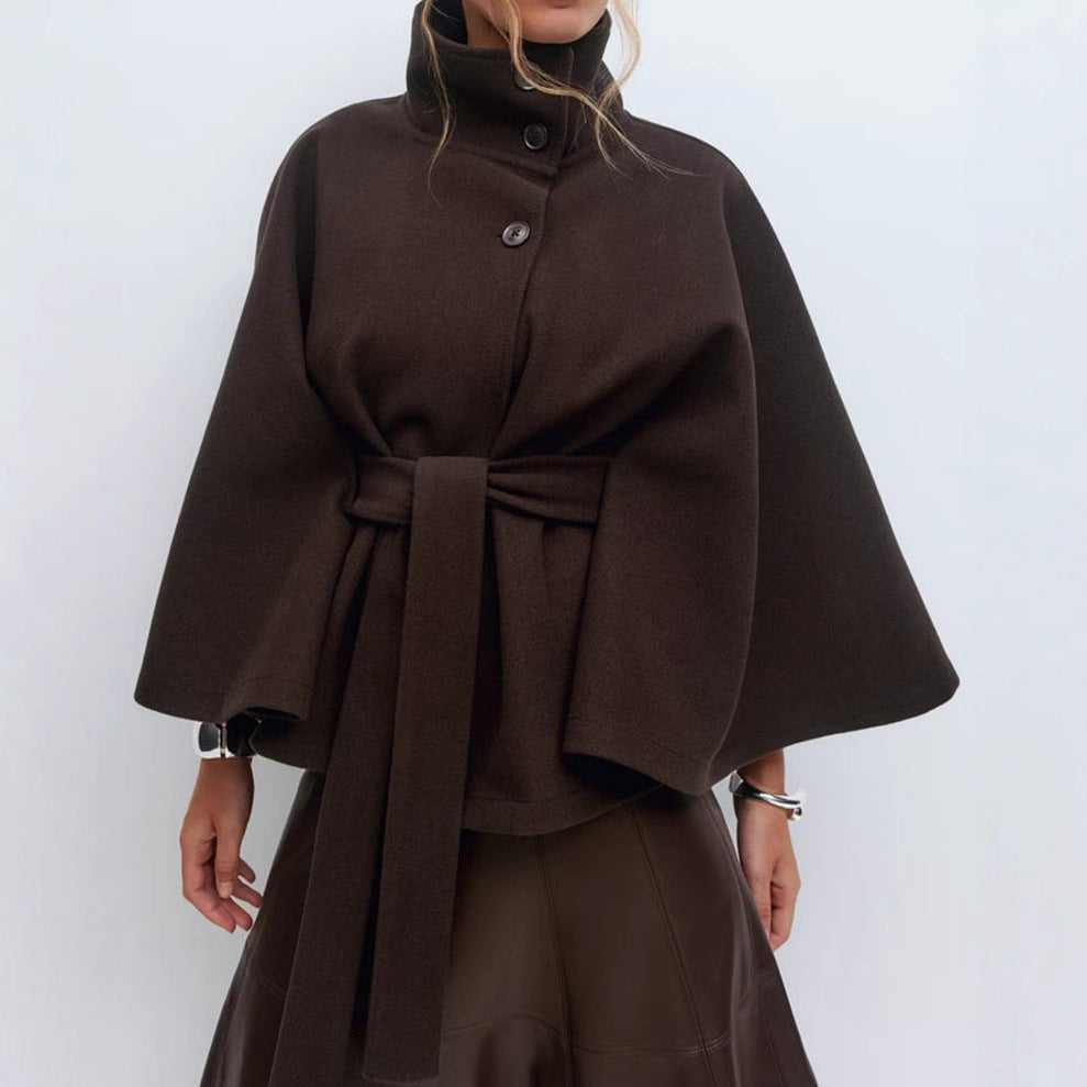 Ladies modern wrap jacket with loose fit and high collar Lune London