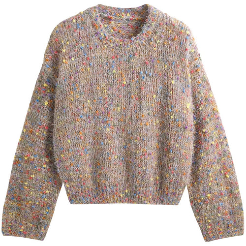 Fashionable women's sweater with colorful textured knit and round neck Lune London