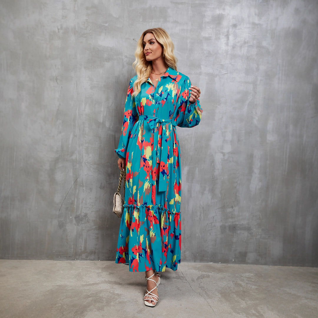 Chic & Stil Floral Print Trendy Long Sleeve Maxi Dress for Women