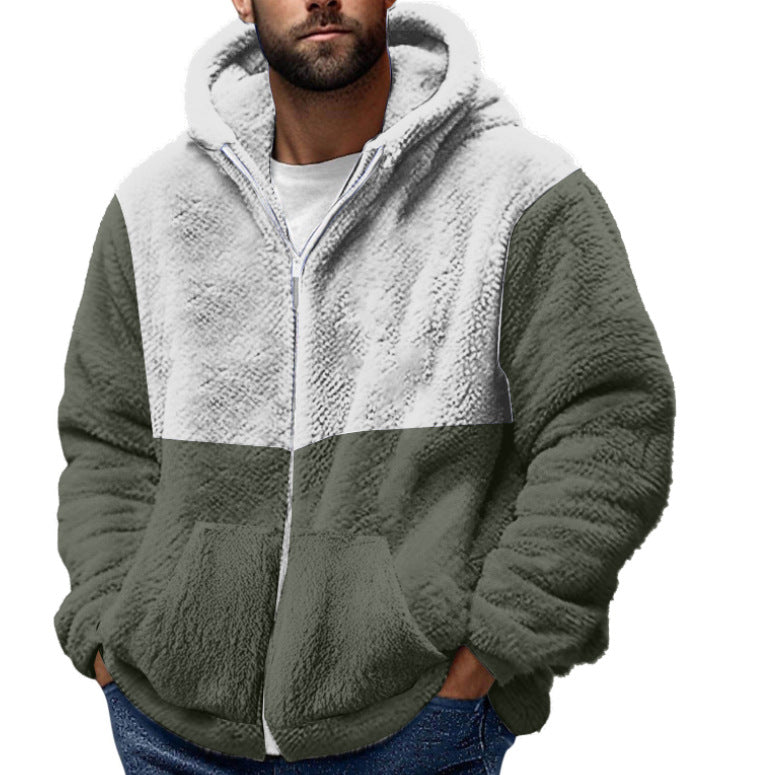 Men's cozy fleece jacket with practical pockets and high collar Chic & Stil