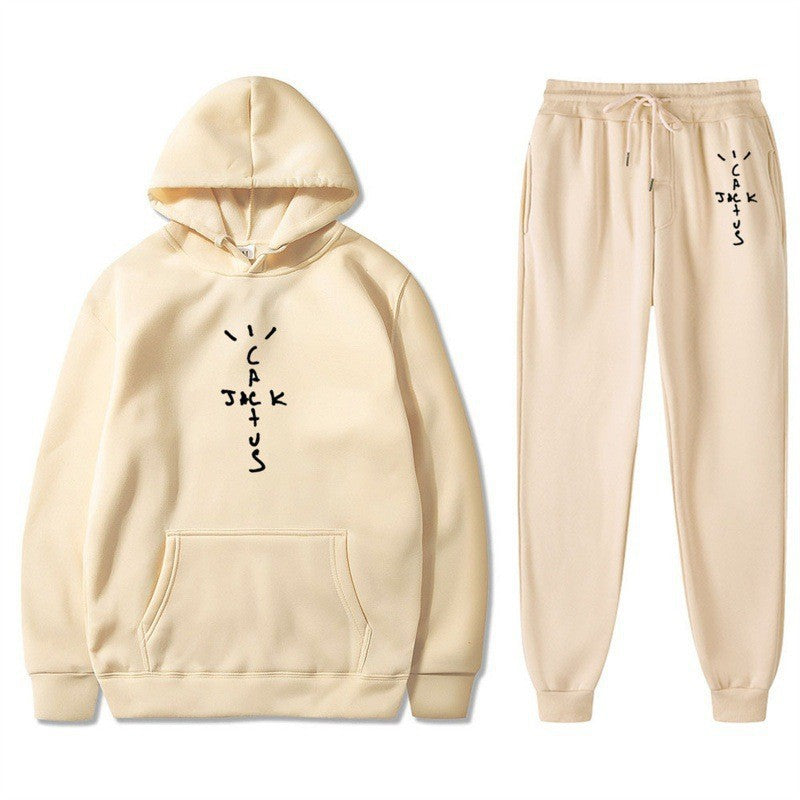 Ladies Hoodie and Jogging Pants Set with Creative Lettering Chic & Stil