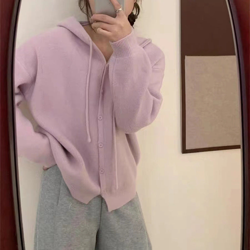 Cardigan pour femmes confortable avec capuche et fermeture à boutons Chic & Stil