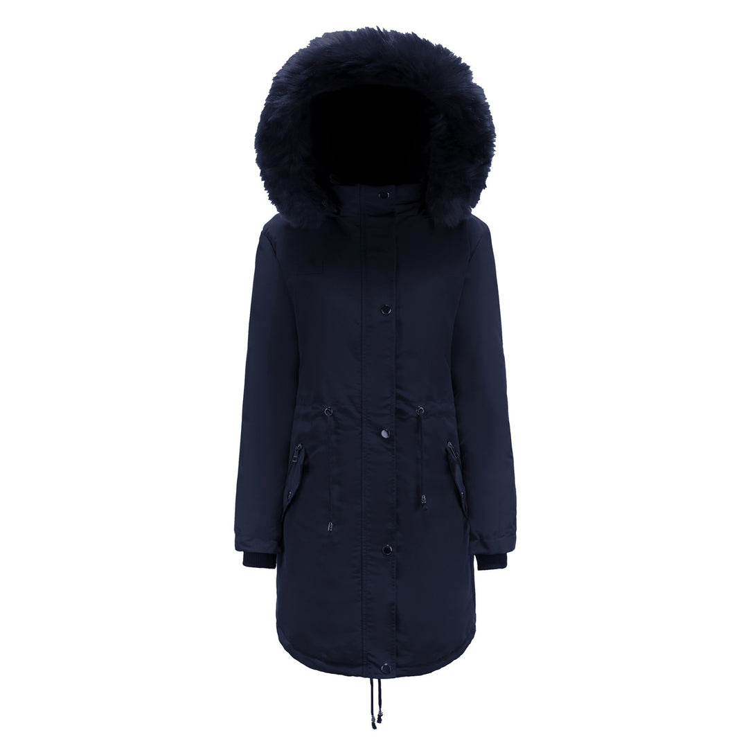 Ladies park jacket with removable faux fur collar and zippered side pockets Lune London