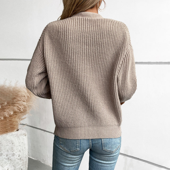 Knit jacket for women with deep V-neck and practical pockets Lune London