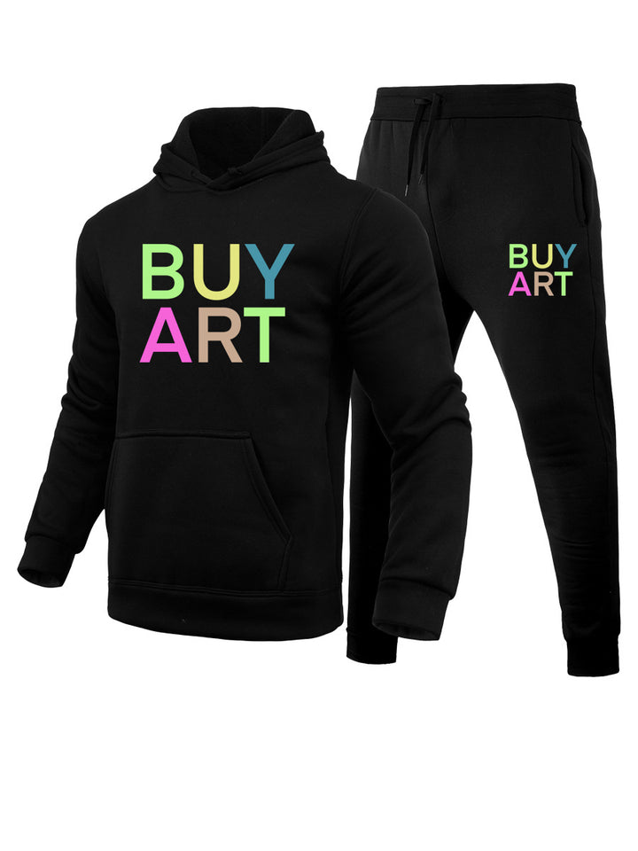 Men's hoodie and jogger set with artistic graphic print and relaxed fit Lune London