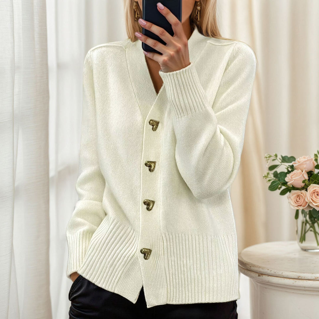 Knit jacket for women with heart-shaped buttons and a relaxed fit Lune London