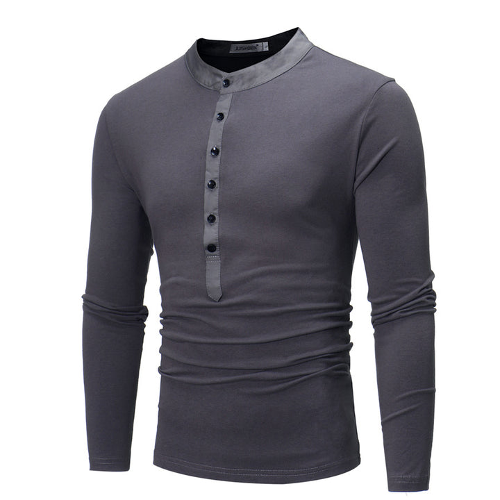 Men's long sleeve shirt with trendy high collar and button detail Lune London