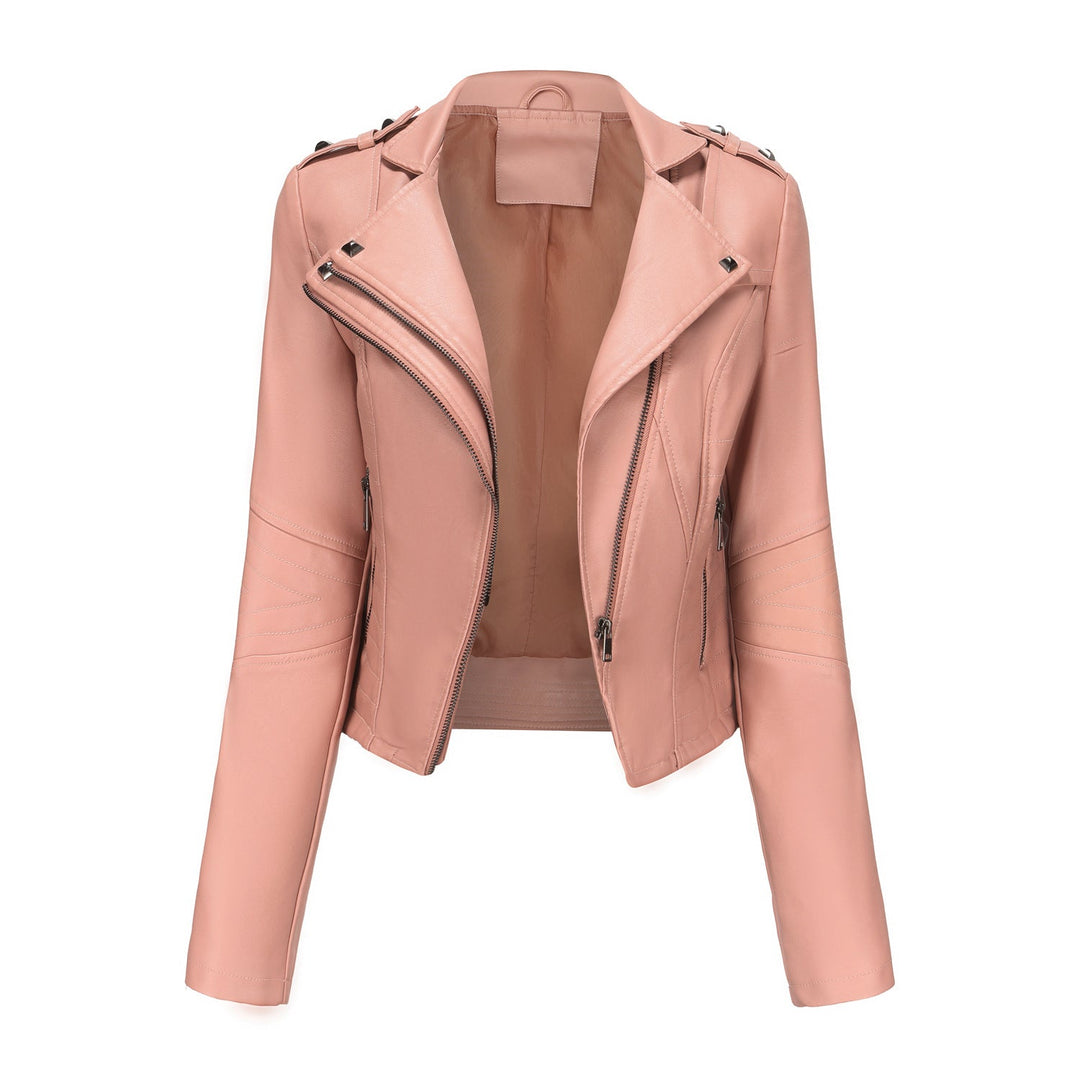 Women Stylish Biker Jacket with Asymmetrical Zipper and Detail Seams Lune London