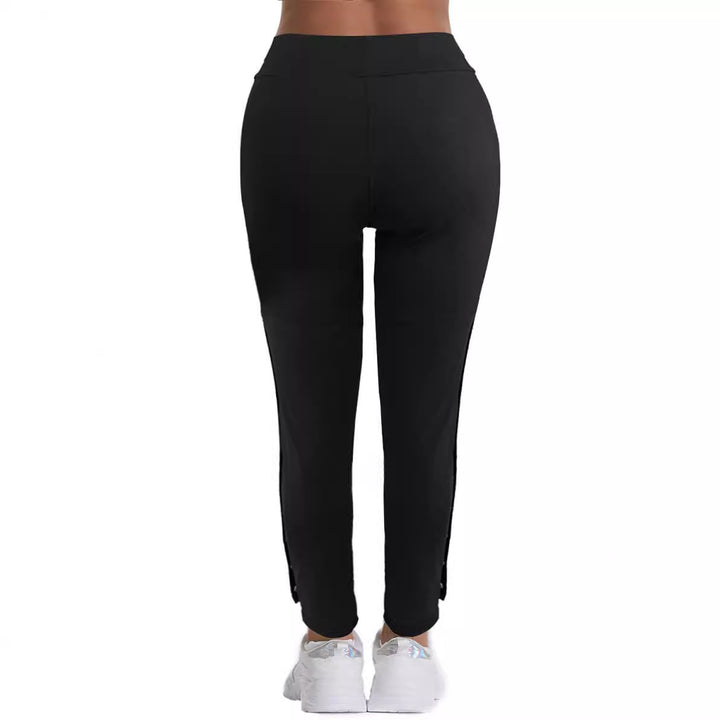 Women Elegant performance pants with practical pockets and chic side button details