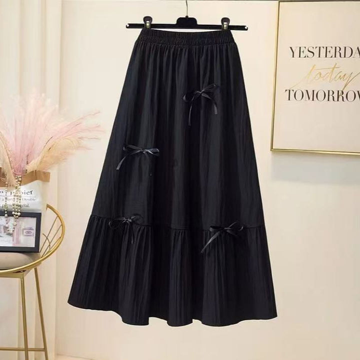 Jupe maxi évasée pour femmes avec nœuds décoratifs