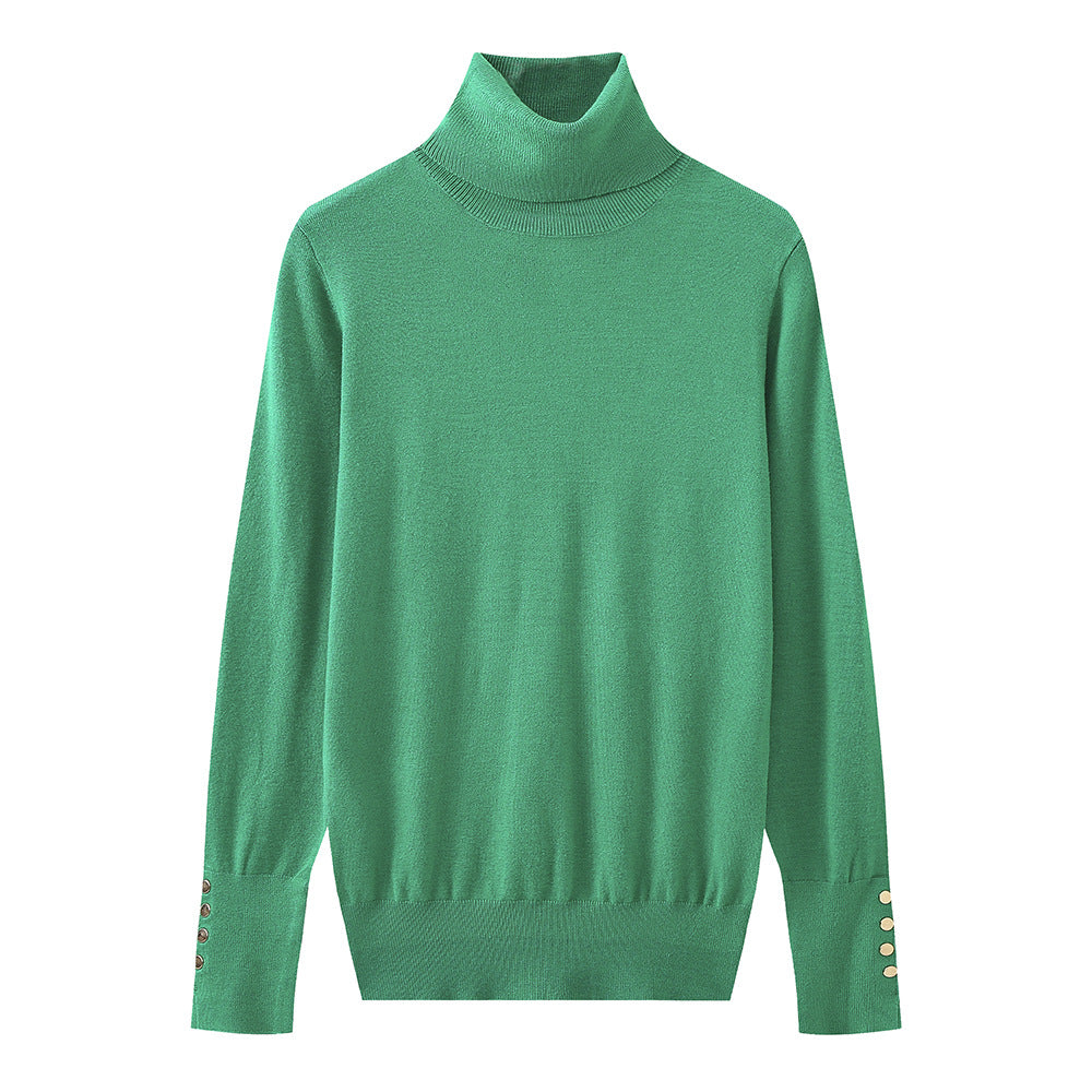Ladies' turtleneck sweater with elegant button details Lune London