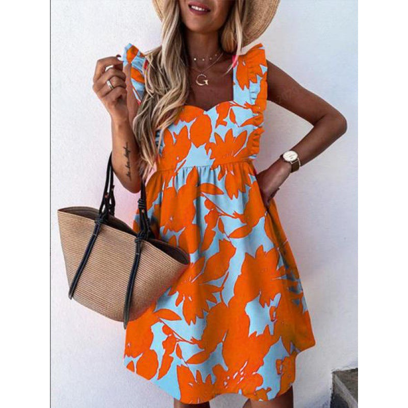 Robe d'été pour femme avec des détails en volants et un motif floral Chic & Stil