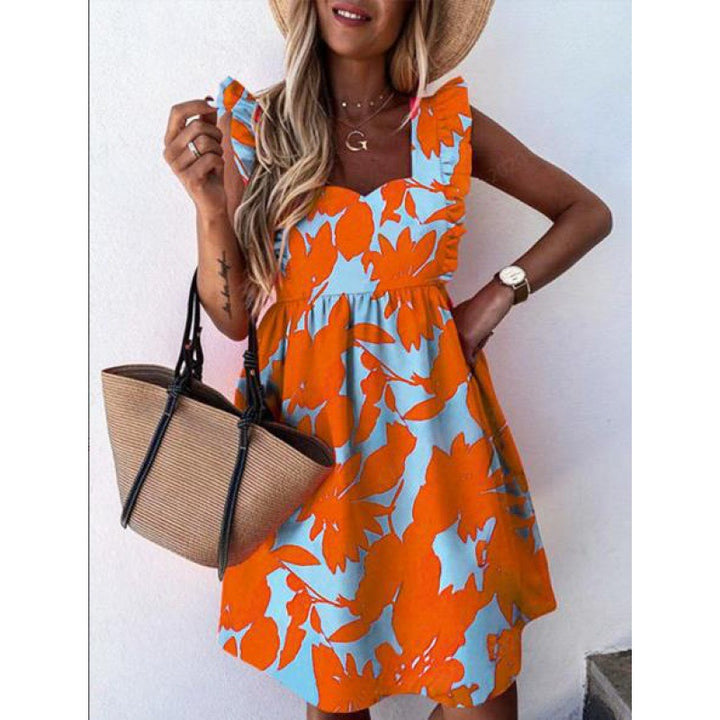 Robe d'été pour femme avec des détails en volants et un motif floral Chic & Stil