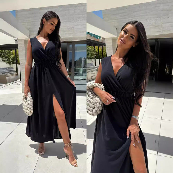 Lune London high slit maxi wrap dress for women
