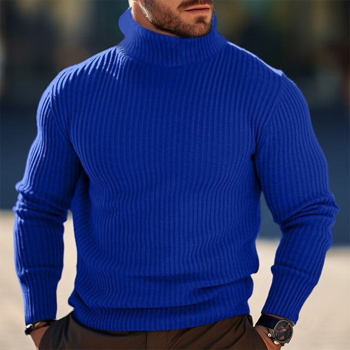 Men's Elegant Turtleneck Sweater with Textured Rib Pattern Lune London
