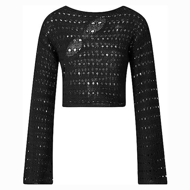 Ladies short knit sweater with open surface Lune London