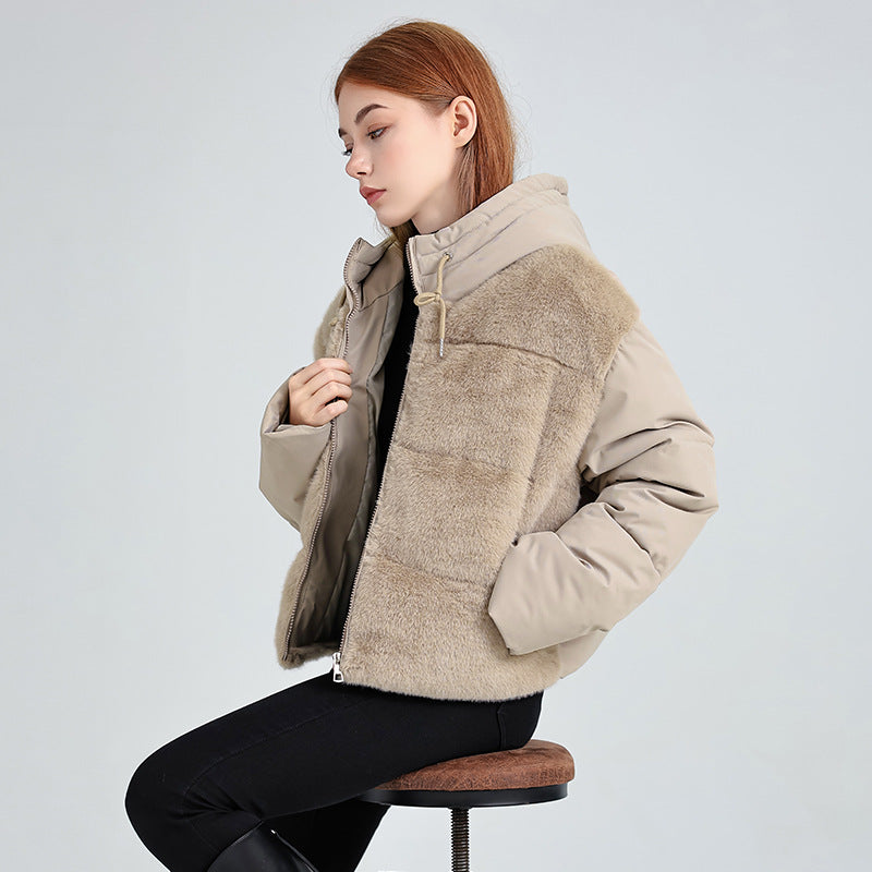 Stylish women's quilted jacket lined with hood and luxurious faux fur Lune London