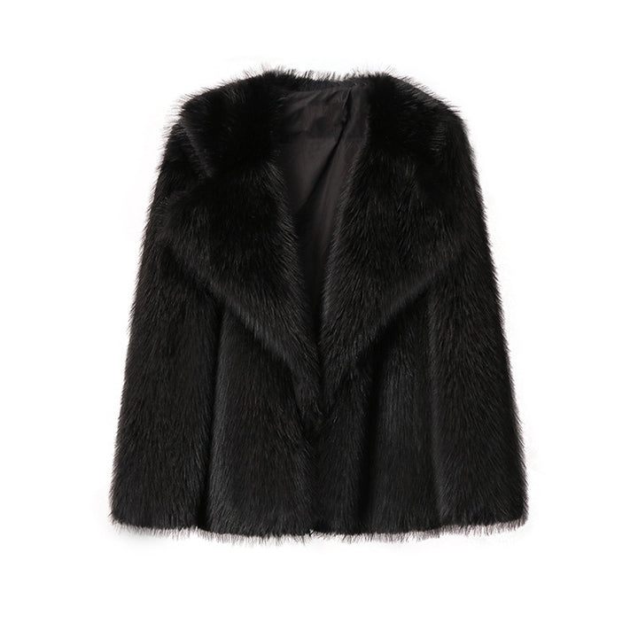 Ladies Elegant Synthetic Fur Jacket with Soft Collar and Trendy Chic Cut and Style