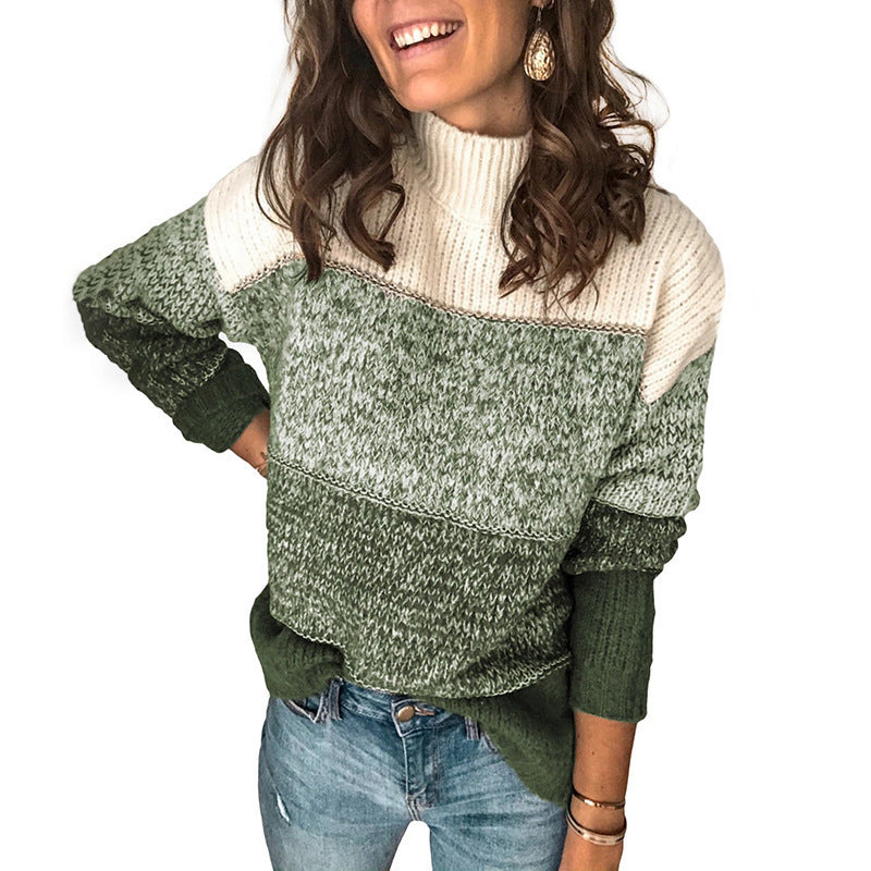 Pull femme en design moderne à structure avec col haut Lune London