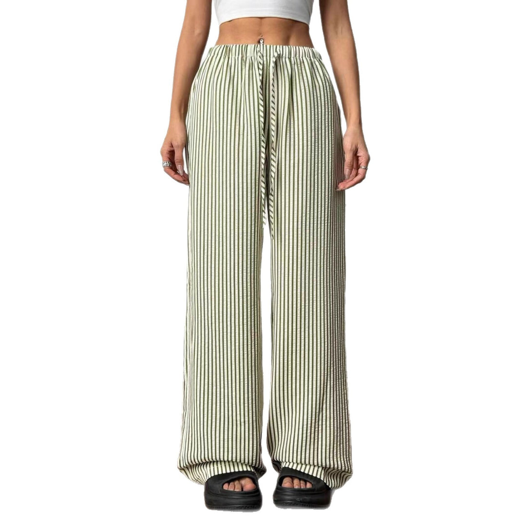 Elegant wide knit trousers for women with discreet striped pattern Lune London