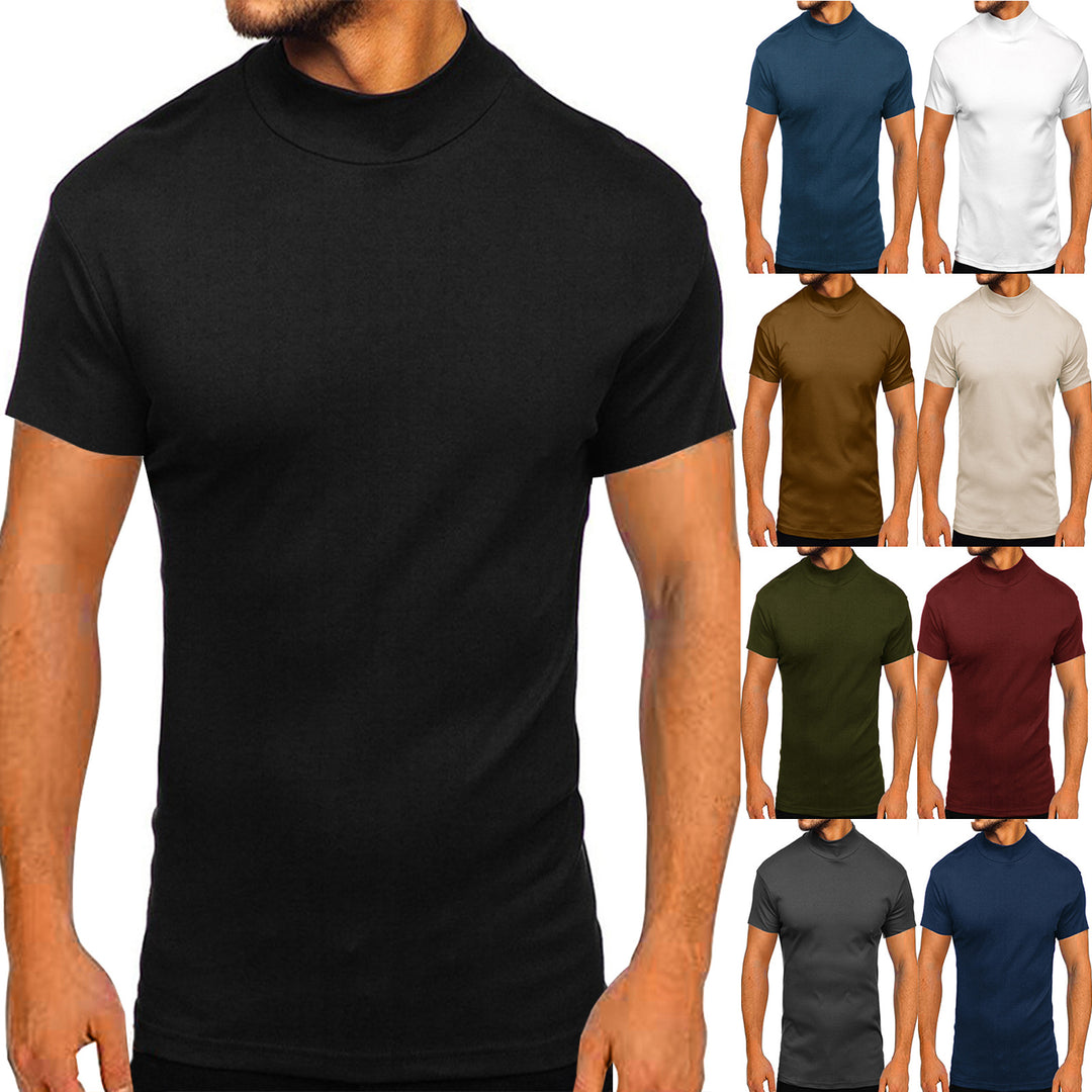 Modern short-sleeved men's t-shirt with high collar and textured design Lune London