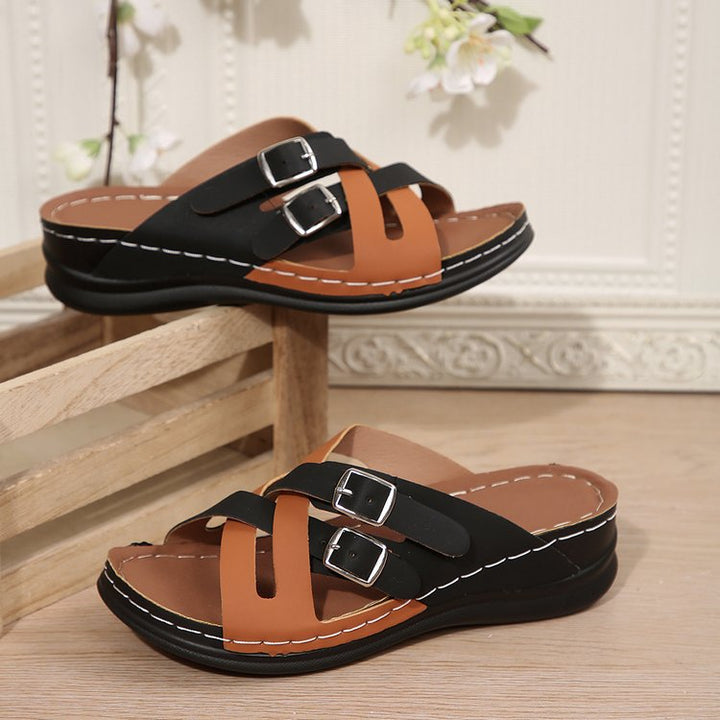 Comfortable women's shoes with a trendy buckle design and cushioned insole Lune London