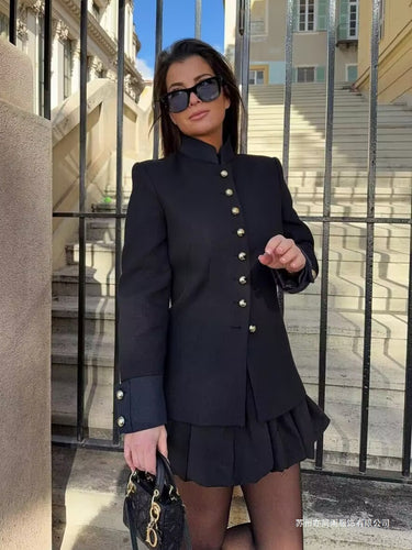 Veste blazer élégante pour femmes avec boutons dorés Lune London