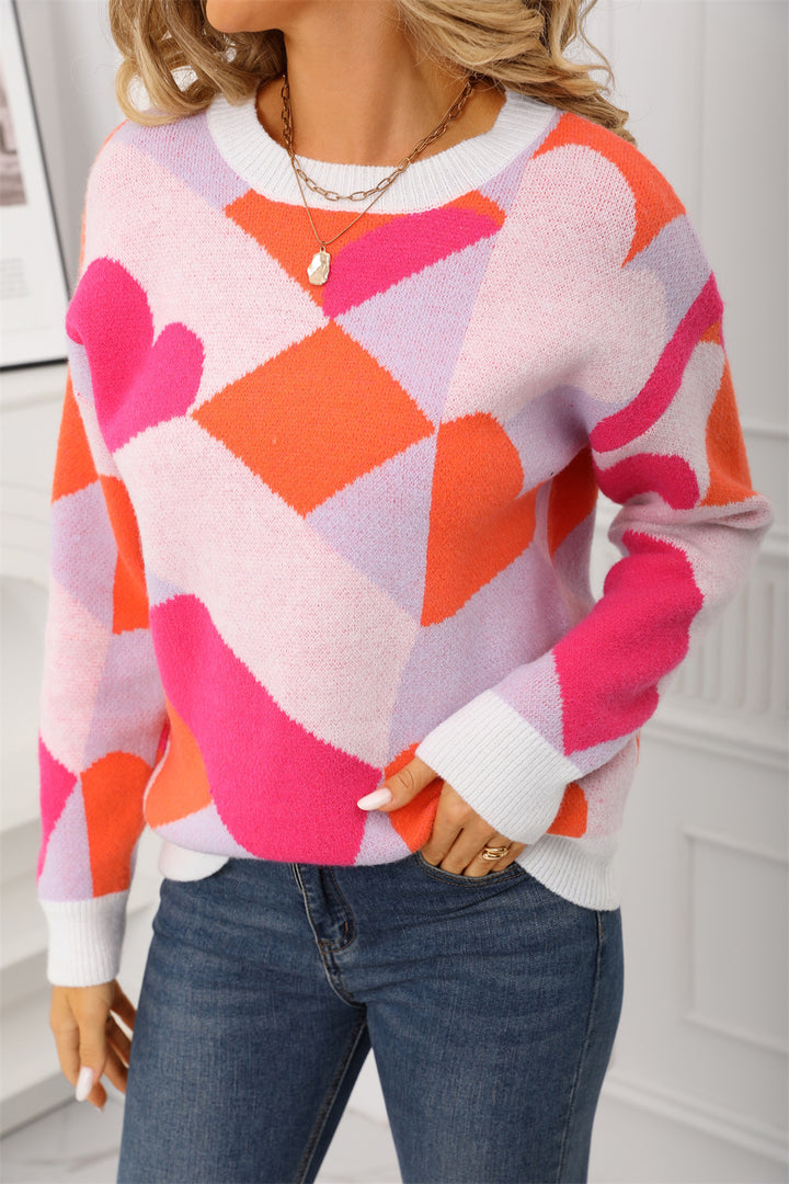 Knit sweater for women with geometric pattern Lune London