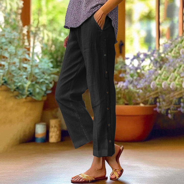 Casual linen pants for women with button details Lune London