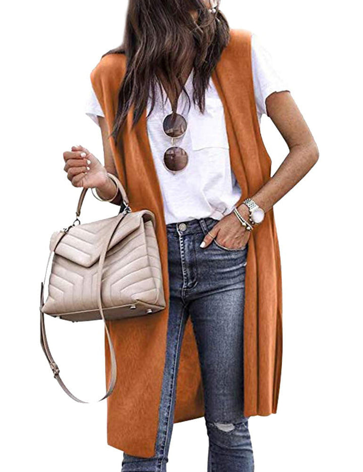 Women's Knitted Vest In A Casual Oversized Design with Open Fronts and Short Sleeve Length Lune London