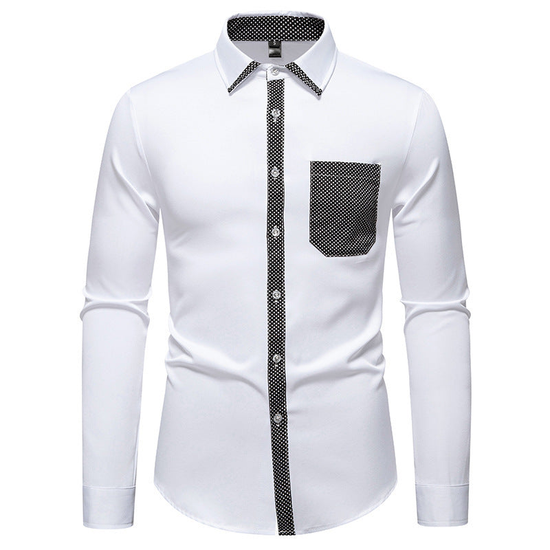Long sleeve shirt for men with contrasting collar and trendy chest pocket Lune London