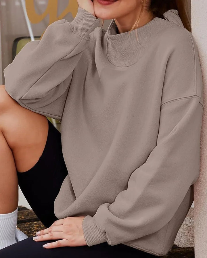 Ladies Comfortable Oversized Sweater with Chic High Collar and Style